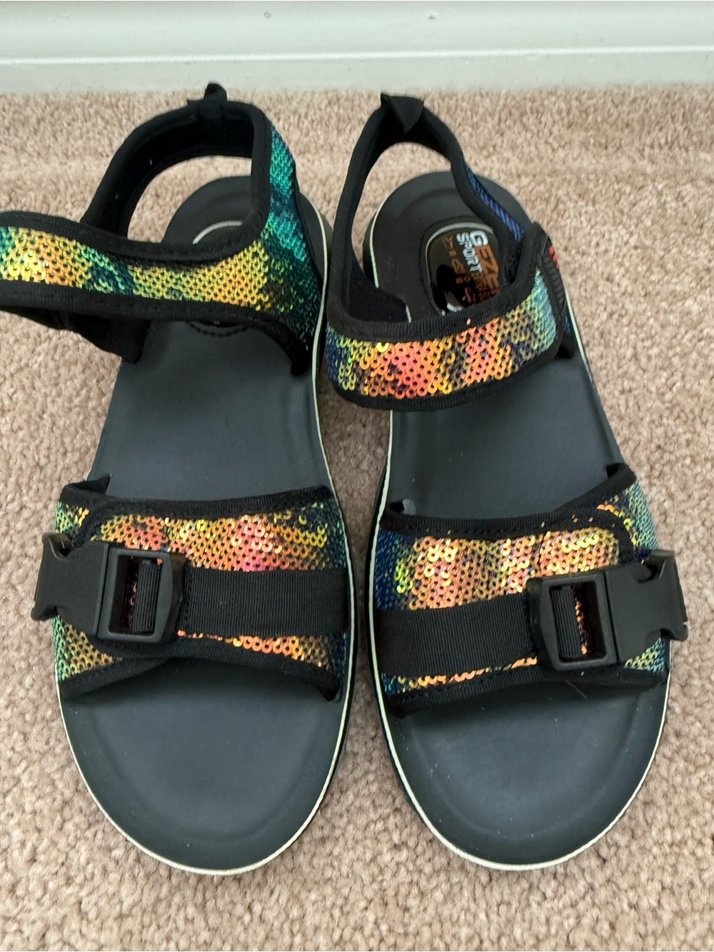 Girls' Sequin Strap Sandals - Multicolor